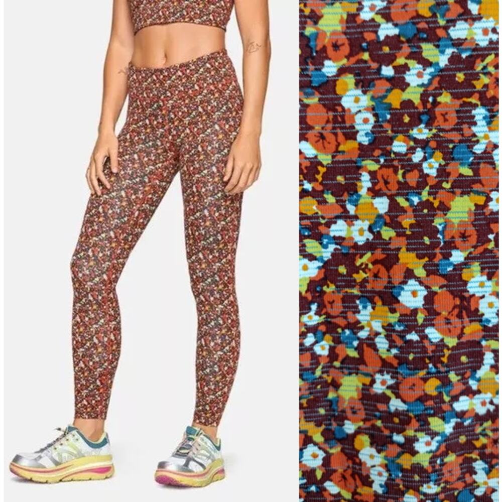 Outdoor Voices | TechSweat 7/8 Floral Leggings Pants in Paprika Flower